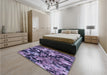 Patterned Purple Mimosa Purple Rug in a Bedroom, pat3579blu
