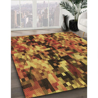 Patterned Saffron Red Rug, pat3579brn