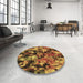 Round Patterned Saffron Red Rug in a Office, pat3579brn