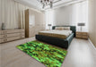 Patterned Dark Forest Green Rug in a Bedroom, pat3579grn