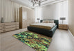 Patterned Green Rug in a Bedroom, pat3579lblu