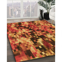 Patterned Neon Orange Rug, pat3579org