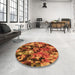 Round Patterned Neon Orange Rug in a Office, pat3579org