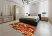 Patterned Neon Orange Rug in a Bedroom, pat3579org