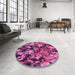 Round Patterned Neon Pink Rug in a Office, pat3579pur