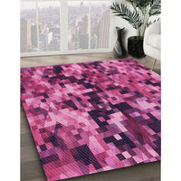 Patterned Neon Pink Rug, pat3579pur