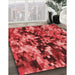 Patterned Red Rug in Family Room, pat3579rd