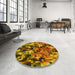 Round Patterned Yellow Rug in a Office, pat3579yw