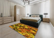 Patterned Yellow Rug in a Bedroom, pat3579yw