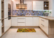 Patterned Yellow Rug in a Kitchen, pat3579yw