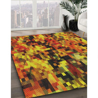 Patterned Saffron Red Novelty Rug, pat3579