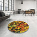 Round Patterned Saffron Red Novelty Rug in a Office, pat3579