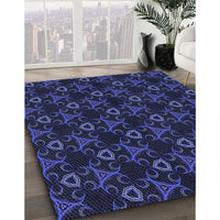 Patterned Night Blue Rug, pat358blu