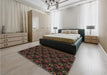 Patterned Chocolate Brown Rug in a Bedroom, pat358brn