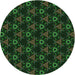 Square Patterned Black Rug, pat358grn