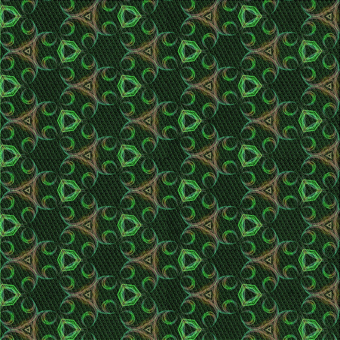 Round Patterned Black Rug, pat358grn