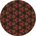 Square Patterned Saddle Brown Rug, pat358org