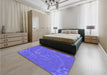 Patterned Light Slate Blue Rug in a Bedroom, pat3580pur