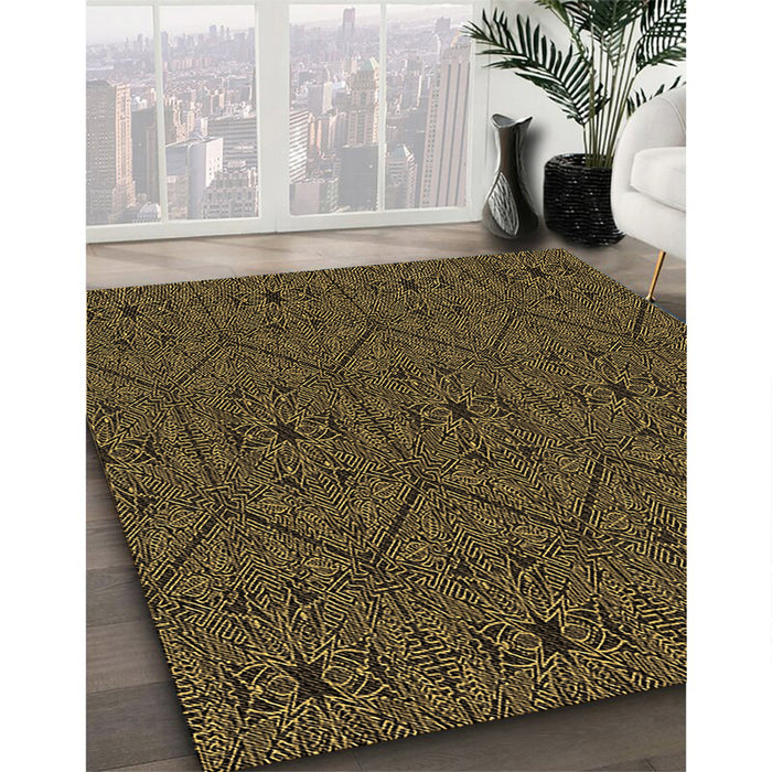 Machine Washable Transitional Midnight Gray Rug in a Family Room, wshpat3581brn