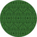 Square Patterned Dark Forest Green Rug, pat3581grn