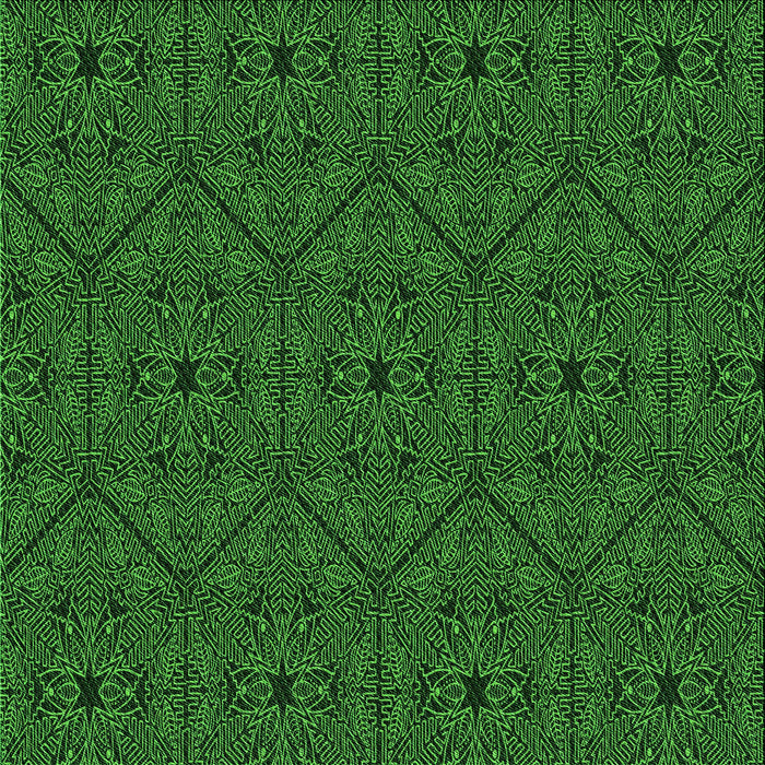 Round Patterned Dark Forest Green Rug, pat3581grn