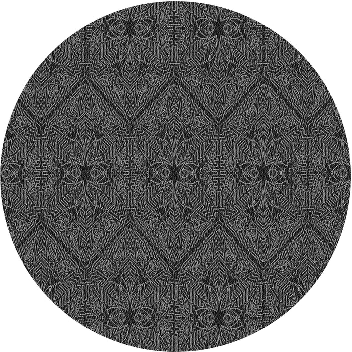 Square Machine Washable Transitional Midnight Gray Rug in a Living Room, wshpat3581gry