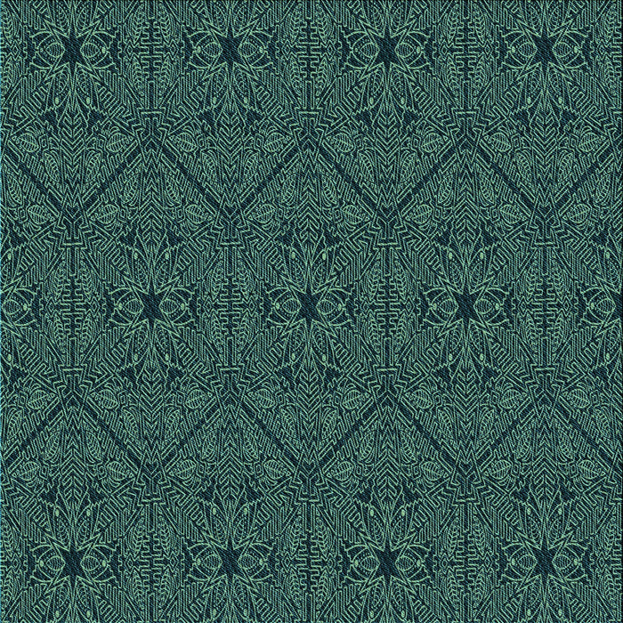 Round Patterned Deep Teal Green Rug, pat3581lblu