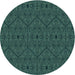 Square Patterned Deep Teal Green Rug, pat3581lblu
