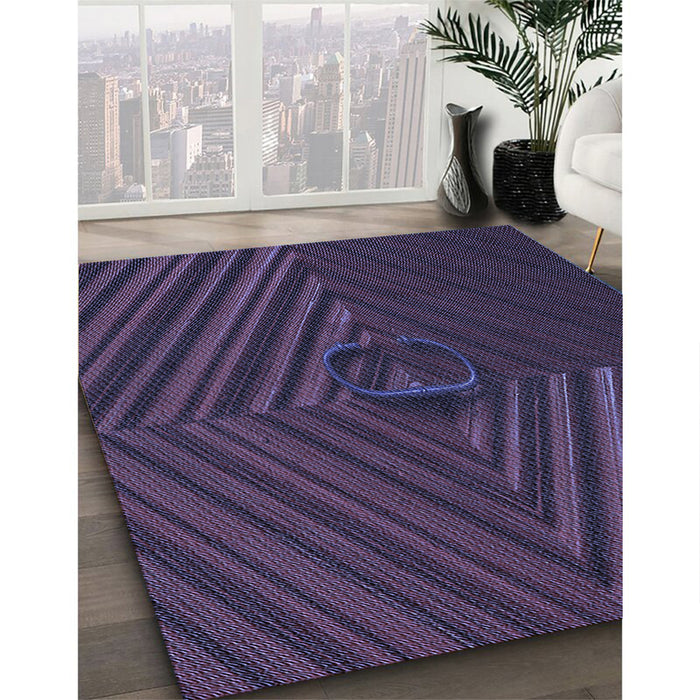Machine Washable Transitional Deep Periwinkle Purple Rug in a Family Room, wshpat3582blu