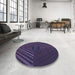 Round Patterned Deep Periwinkle Purple Rug in a Office, pat3582blu