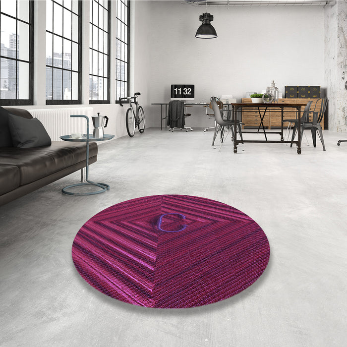 Round Patterned Medium Violet Red Pink Rug in a Office, pat3582pur