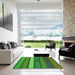 Machine Washable Transitional Neon Green Rug in a Kitchen, wshpat3583grn