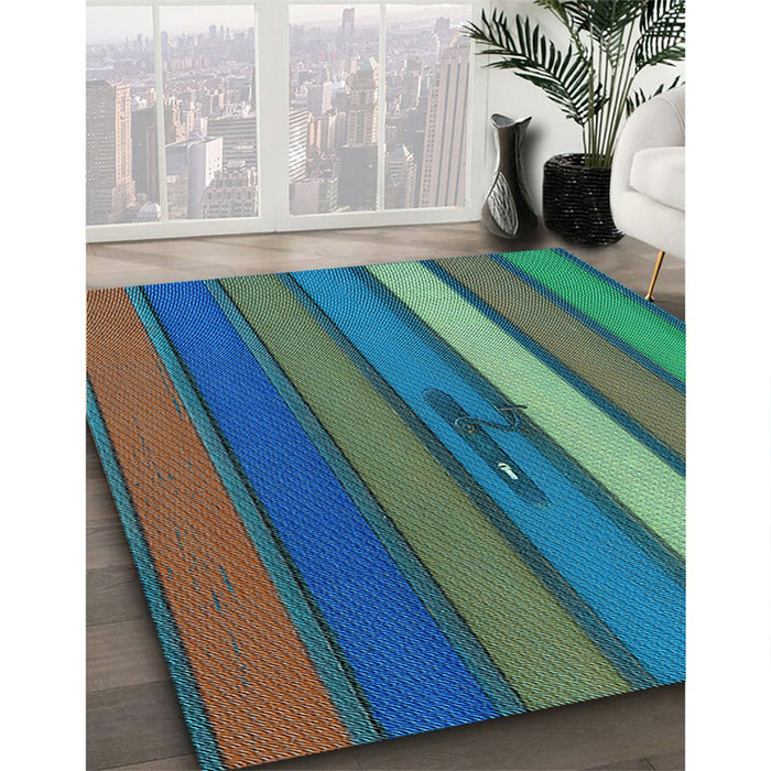 Patterned Mint Green Rug in Family Room, pat3583lblu