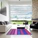 Square Patterned Medium Violet Red Pink Rug in a Living Room, pat3583pur