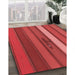 Patterned Red Rug in Family Room, pat3583rd