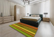 Patterned Mahogany Brown Rug in a Bedroom, pat3583yw