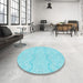 Round Patterned Diamond Blue Rug in a Office, pat3584lblu