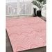 Patterned Pastel Red Pink Rug in Family Room, pat3584rd