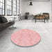 Round Patterned Pastel Red Pink Rug in a Office, pat3584rd