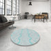 Round Machine Washable Transitional Light Slate Blue Rug in a Office, wshpat3584