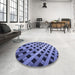 Round Patterned Sky Blue Rug in a Office, pat3586blu