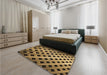Patterned Yellow Rug in a Bedroom, pat3586brn