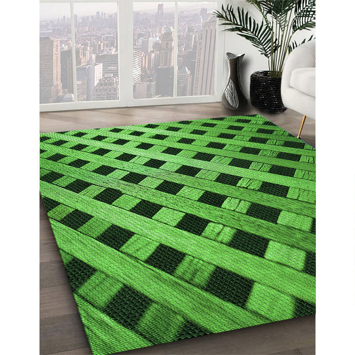 Patterned Deep Emerald Green Rug in Family Room, pat3586grn