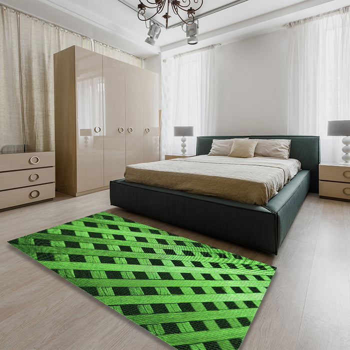 Patterned Deep Emerald Green Rug in a Bedroom, pat3586grn