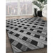 Patterned Dark Gray Black Rug in Family Room, pat3586gry
