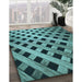 Patterned Medium Turquoise Green Rug in Family Room, pat3586lblu