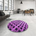 Round Patterned Purple Rug in a Office, pat3586pur