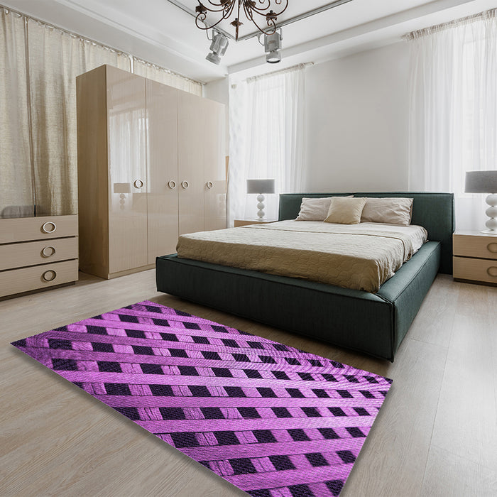 Patterned Purple Rug in a Bedroom, pat3586pur