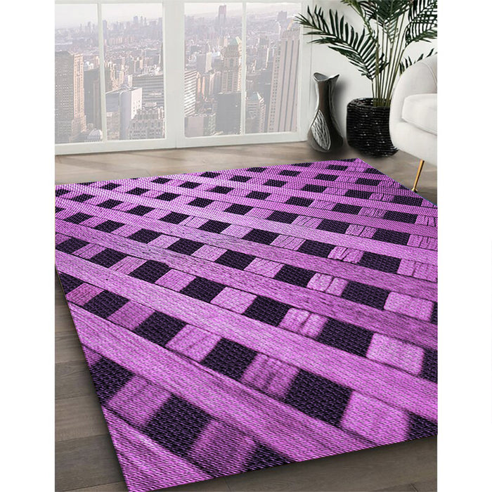 Patterned Purple Rug in Family Room, pat3586pur