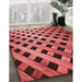Patterned Cranberry Red Rug in Family Room, pat3586rd